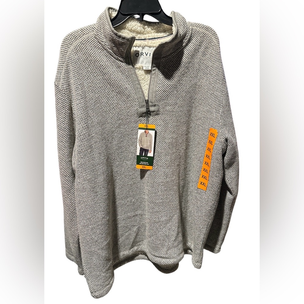 Orvis Brighton Sherpa Lined 1/4 Zip Pullover Jacket‎ Sweater Gorpcore Men’s XXL